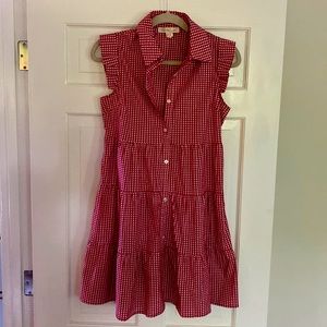 Monteau Red and White mini check dress.
